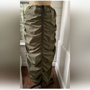 Sexy Navigator Scrunchy Garthered Parachute Olive Drawstring Waist Maxi Skirt M